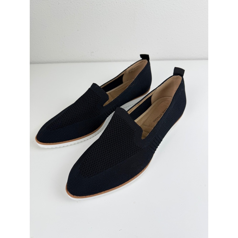 Adrienne Vittadini Women Loafers Lamonte US 9.5 Black Knit Pointed Toe Old Money